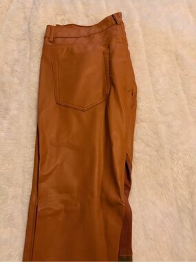 THRT Men's Faux Leather Pants in Cognac Brown